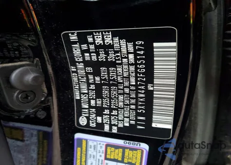 2015 Kia Sorento Sx from USA, damaged, VIN 5XYKW4A72FG651479